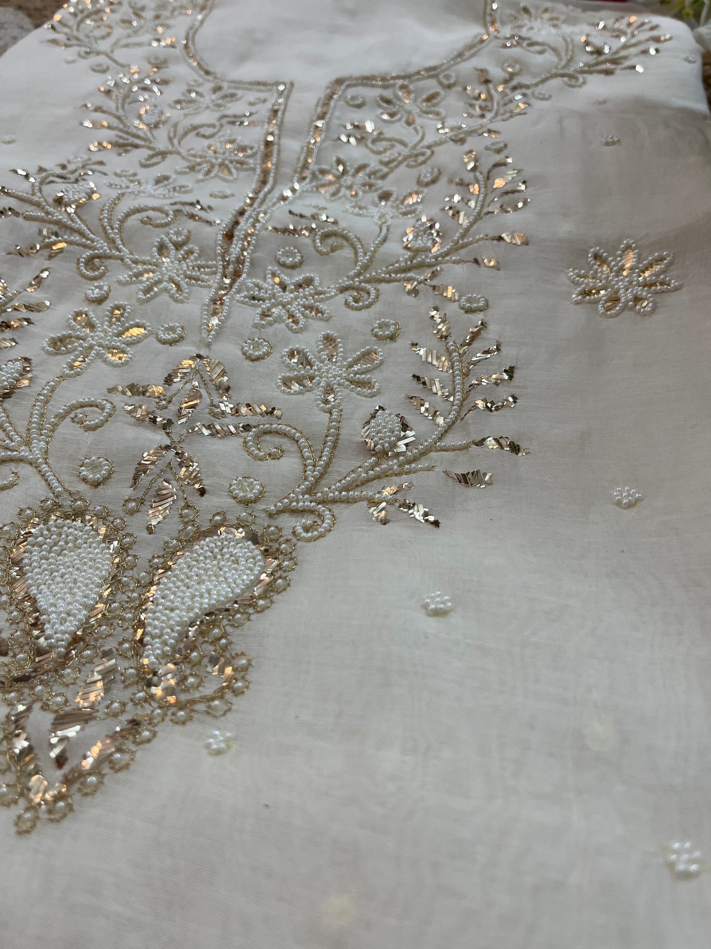 White Badla Chikankari Suit Set
