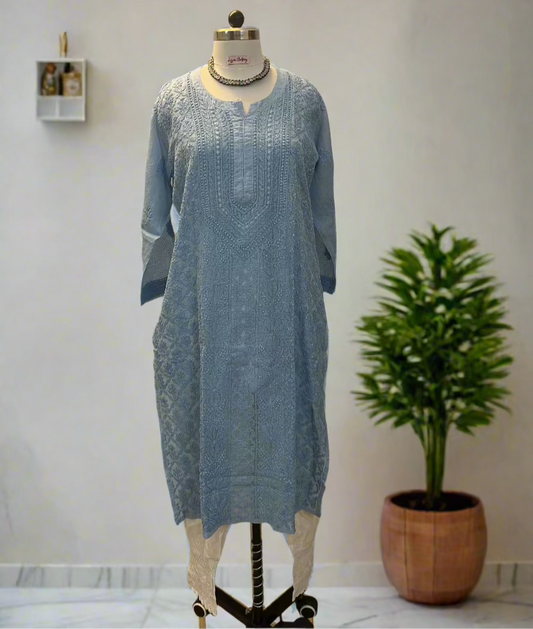 Blue Kota Doriya Chikankari Kurta