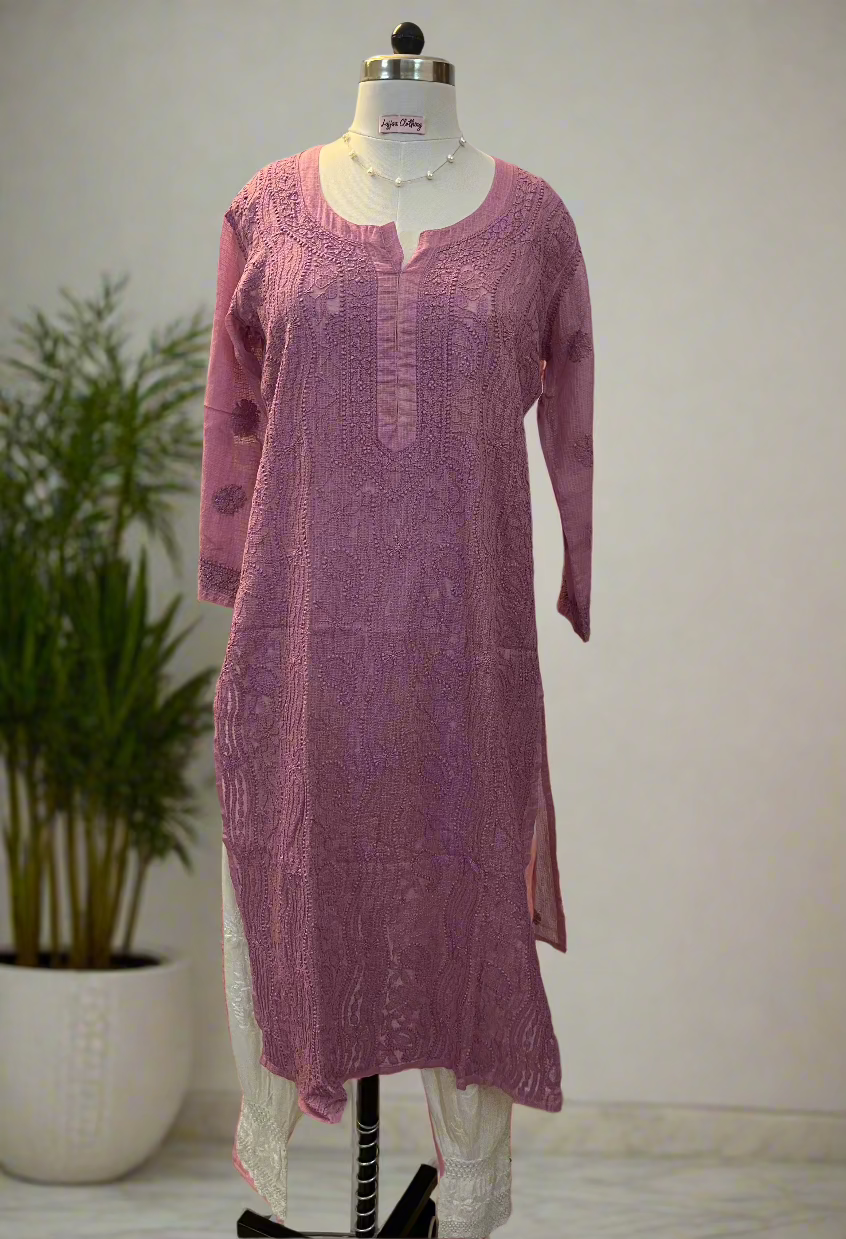 Mauve Kota Doriya Chikankari Kurta