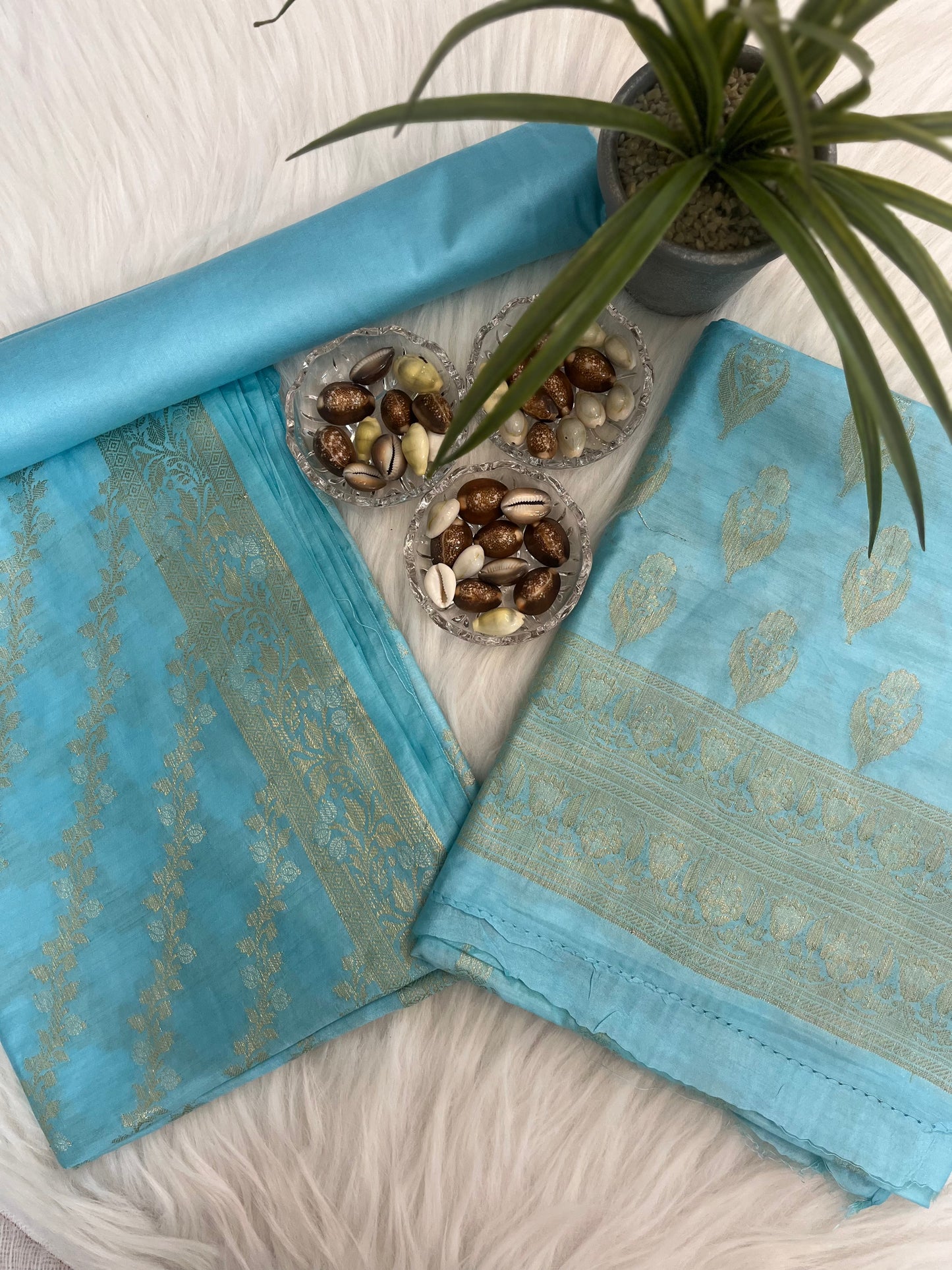 Blue Chiniya Banarasi Silk Suit Set