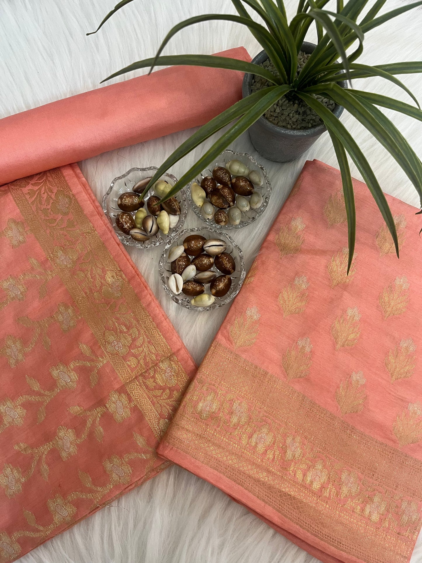 Peach Chiniya Banarasi Silk Suit Set