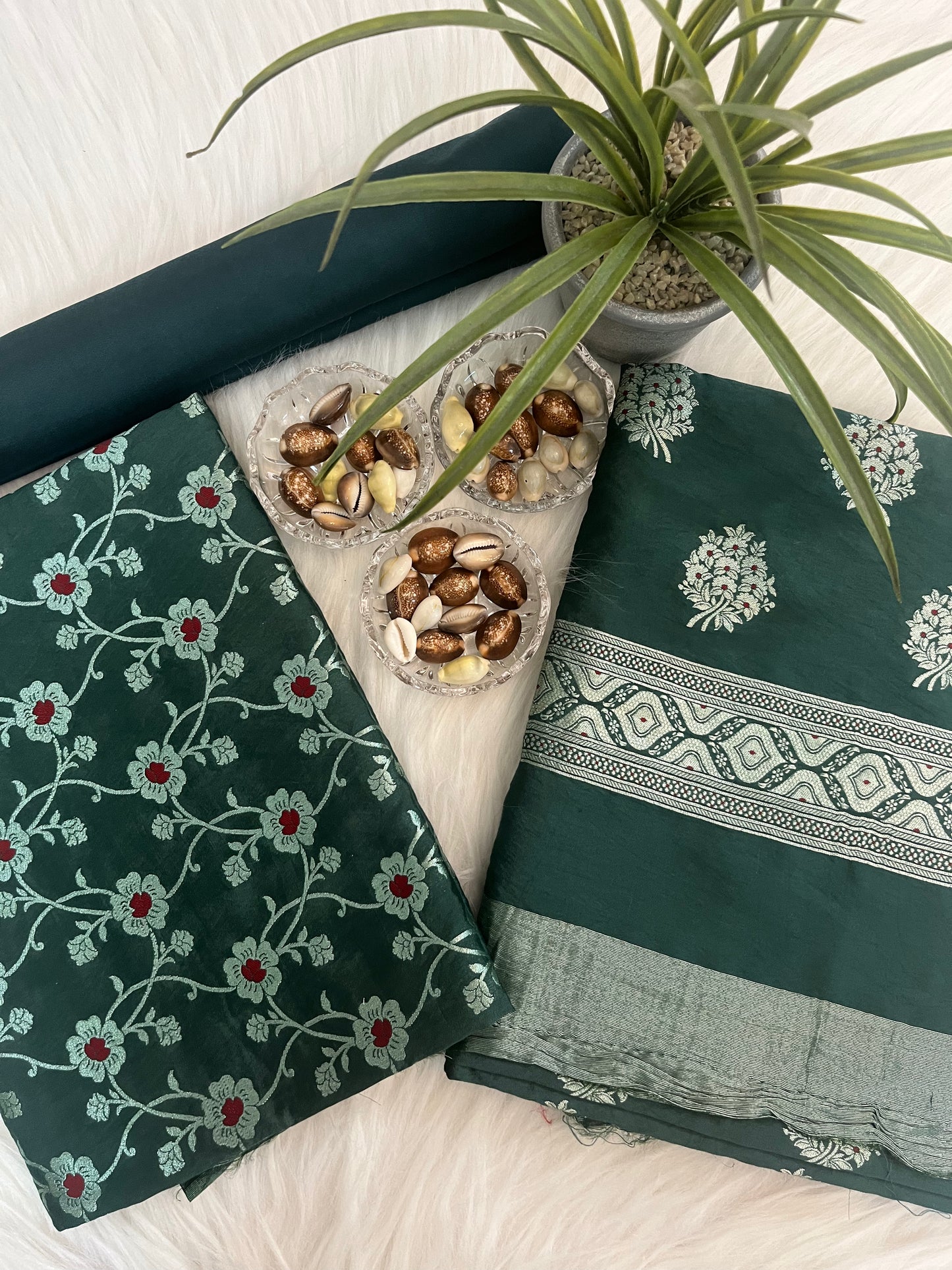 Forest Green Chiniya Banarasi suit Set