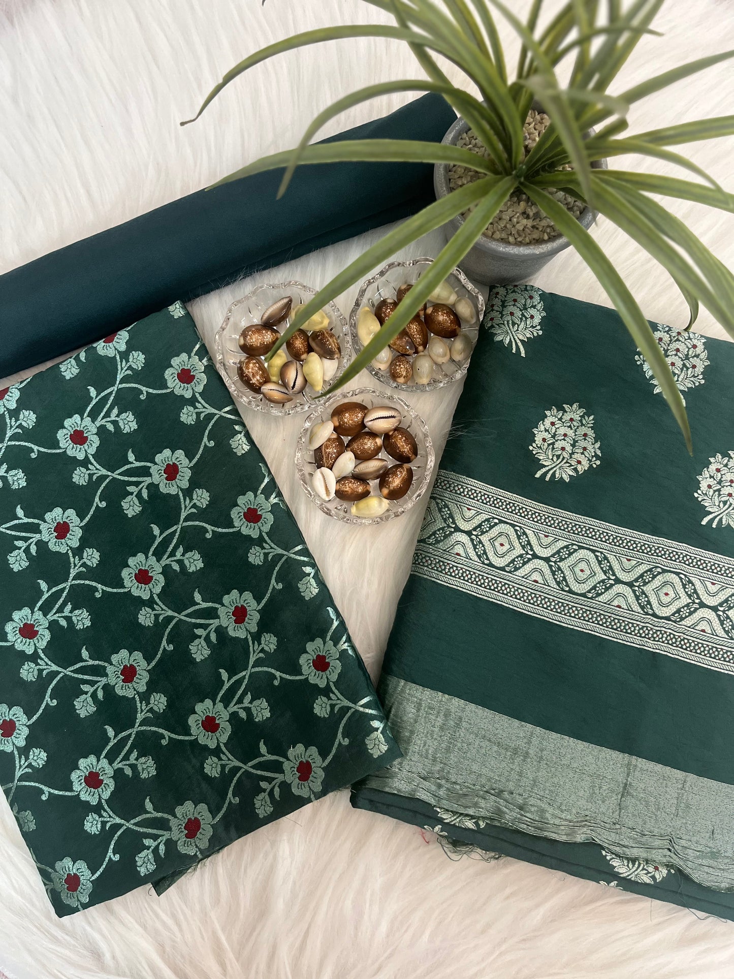 Forest Green Chiniya Banarasi suit Set