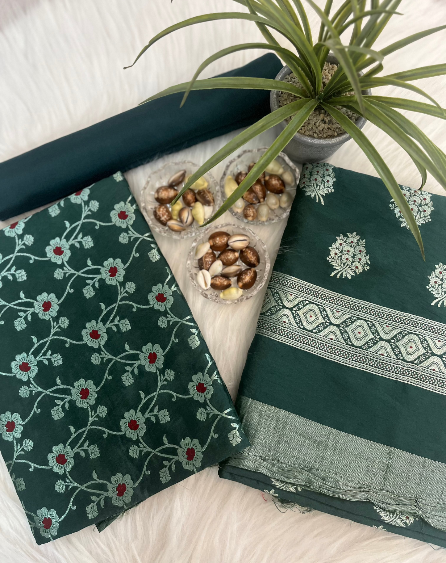 Forest Green Chiniya Banarasi suit Set