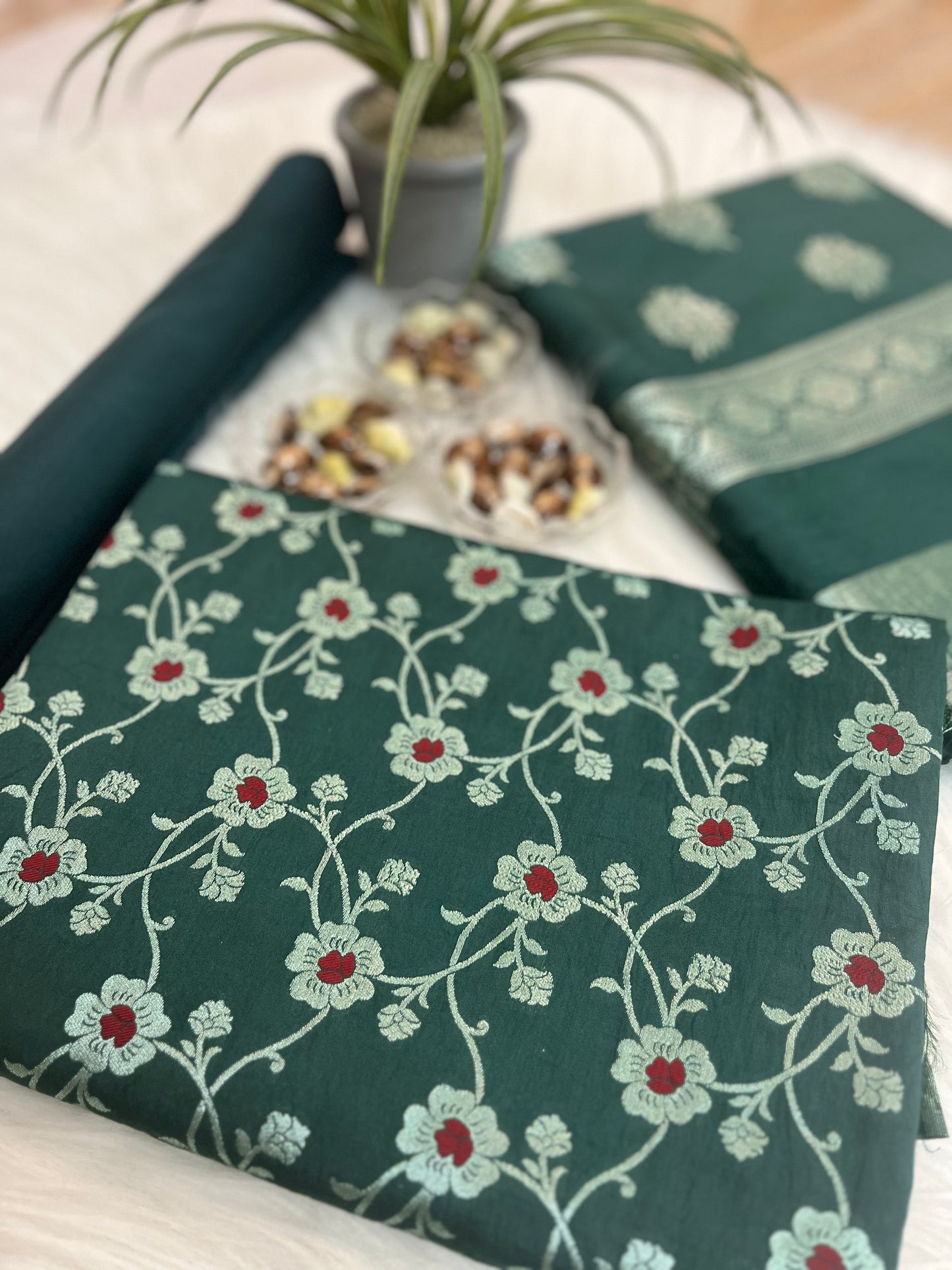 Forest Green Chiniya Banarasi suit Set