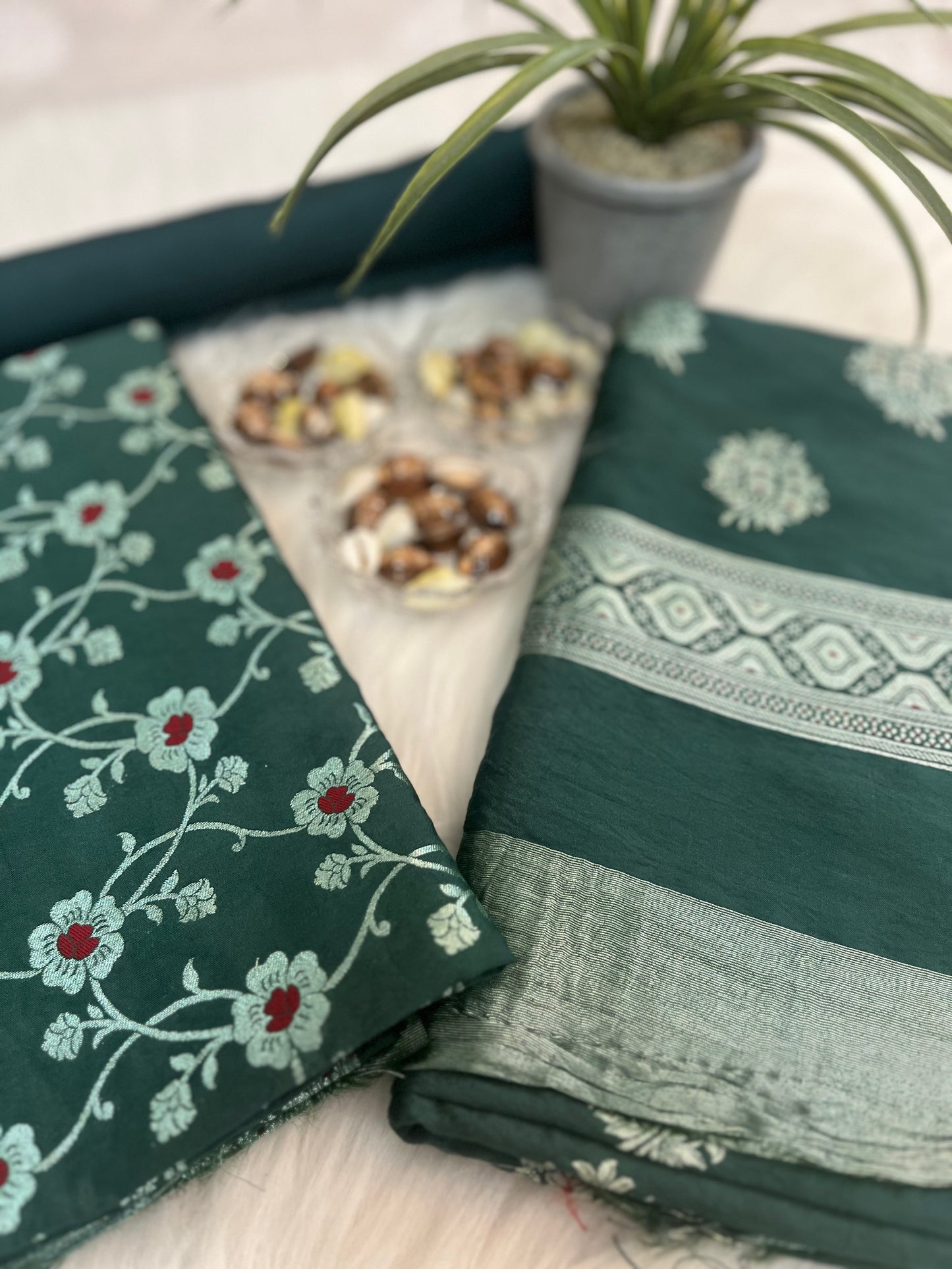 Forest Green Chiniya Banarasi suit Set