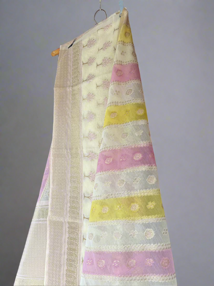 Lemon Pink Banarasi Cotton Silk Suit Set