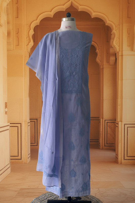 Lavender Chikankari Suit Set | Mul Chanderi Fabric