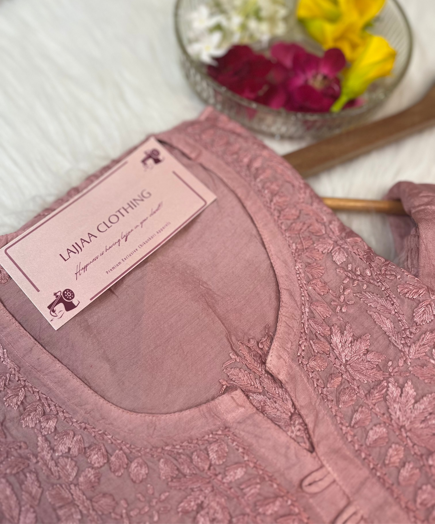 Powder Pink Chikankari Chanderi Kurta Pant