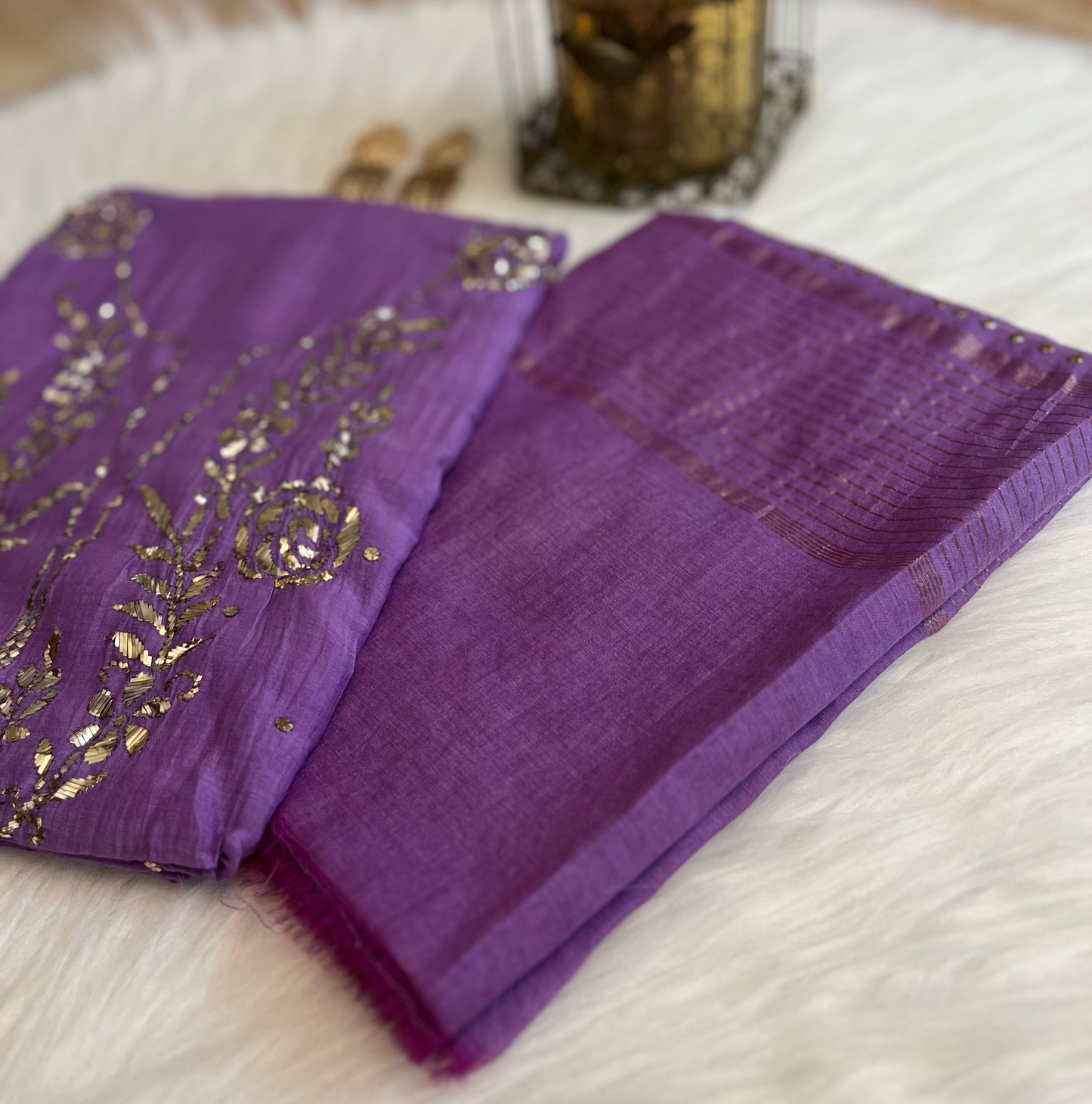 Purple Badla Chikankari Suit Set