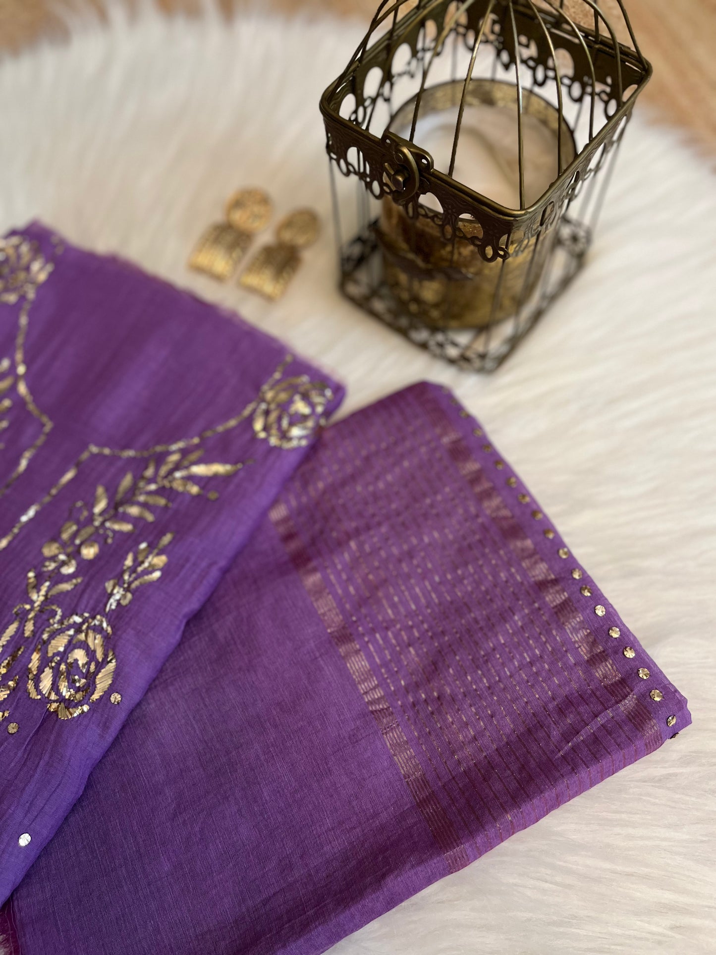 Purple Badla Chikankari Suit Set