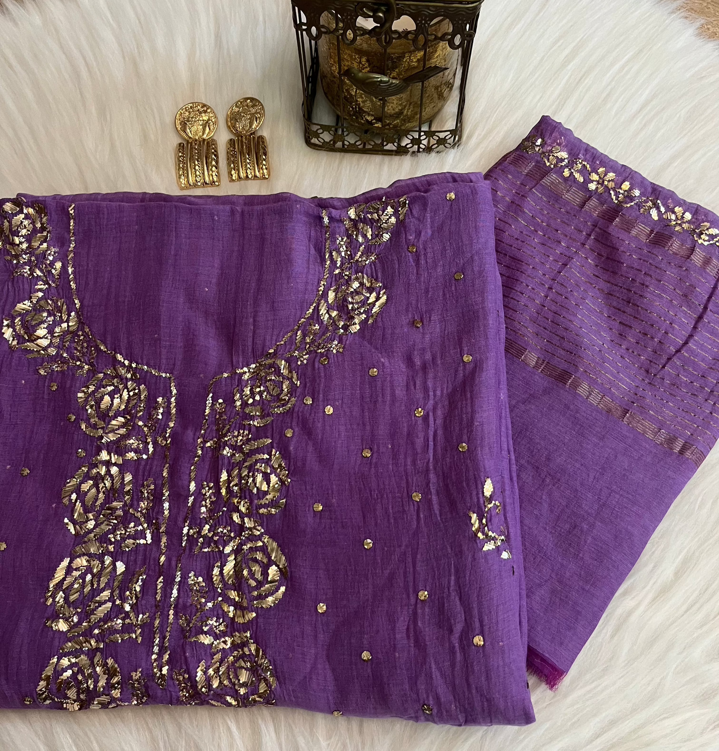 Amethyst Badla Chikankari Work Suit Set