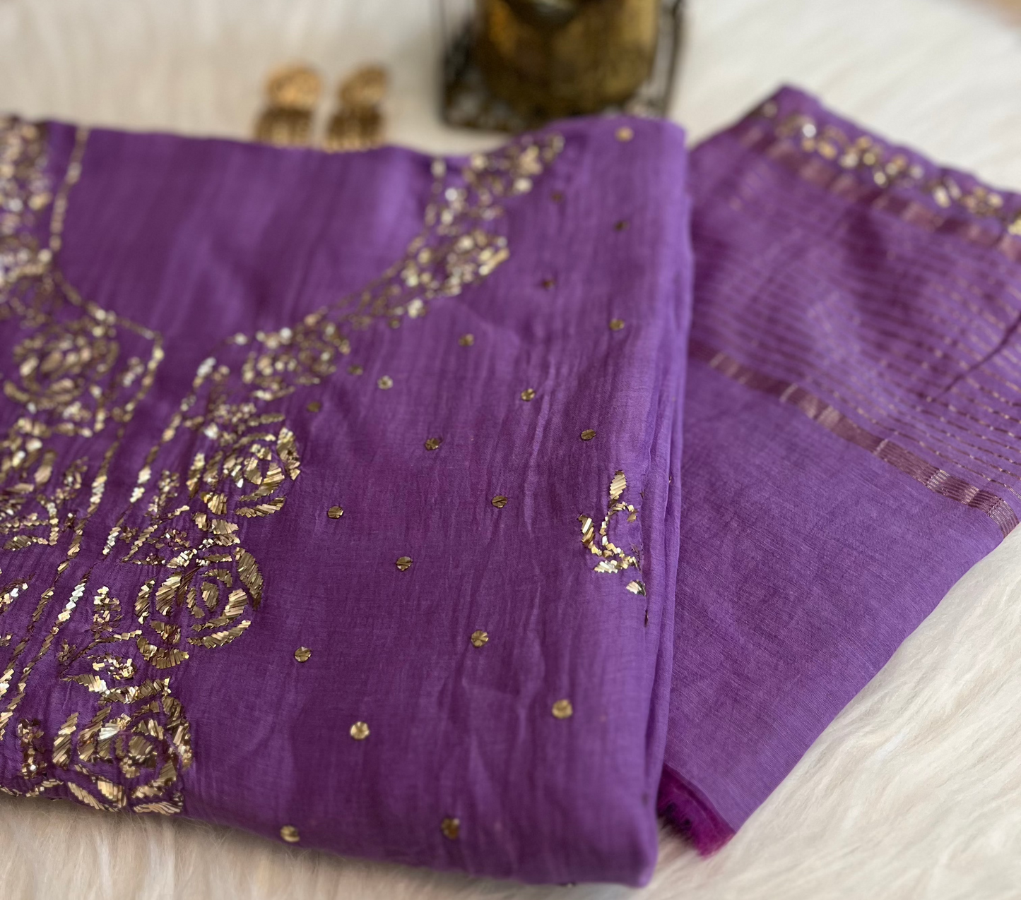 Amethyst Badla Chikankari Work Suit Set
