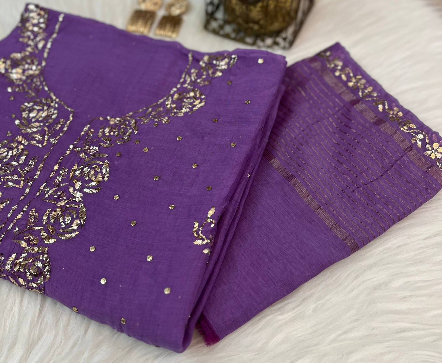 Amethyst Badla Chikankari Work Suit Set