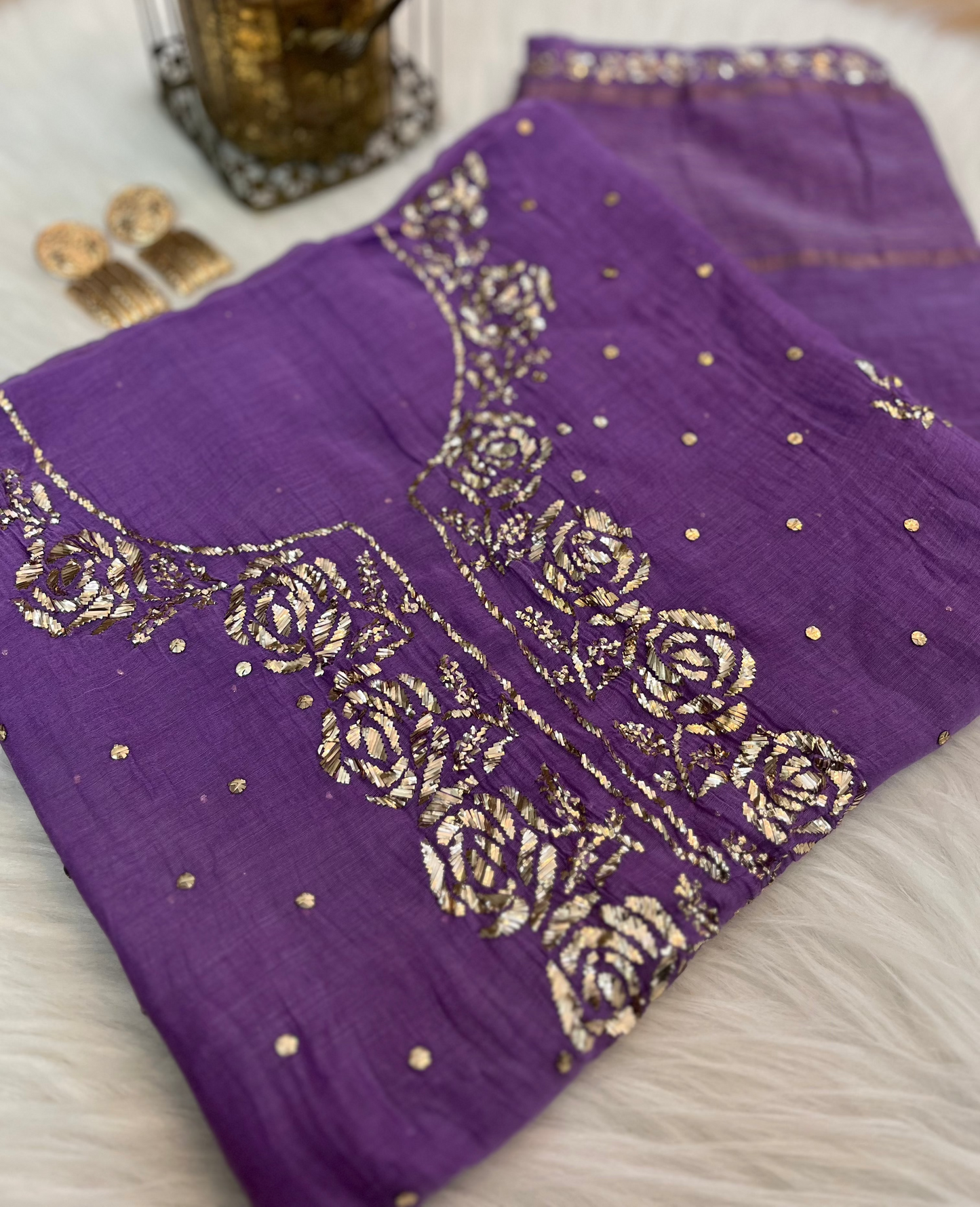 Amethyst Badla Chikankari Work Suit Set