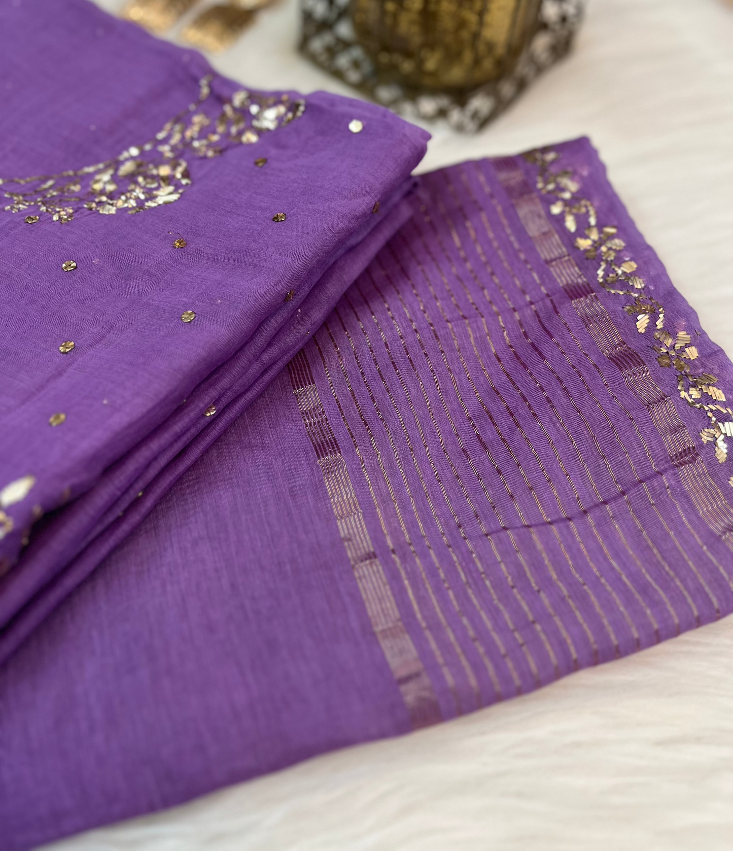Amethyst Badla Chikankari Work Suit Set