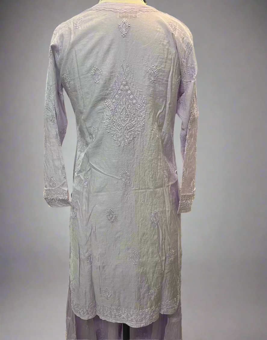 Lavender Muslin Chikankari Gharara