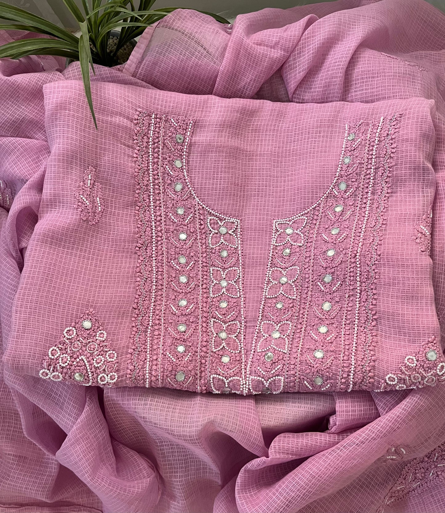 Mauve Kota Doriya Chikankari Suit Set