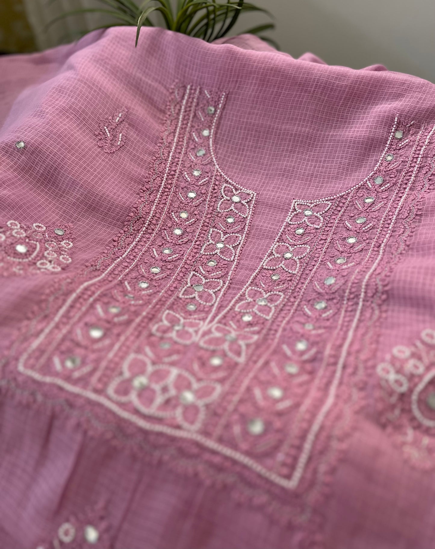 Mauve Kota Doriya Chikankari Suit Set