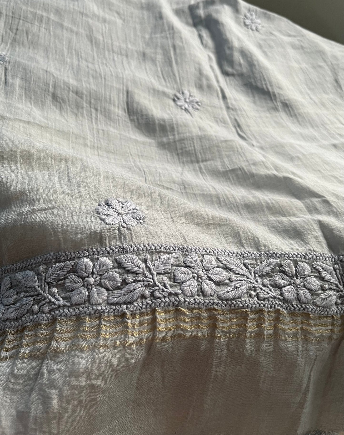 Dark Grey Mul Cotton Chikankari Suit Set