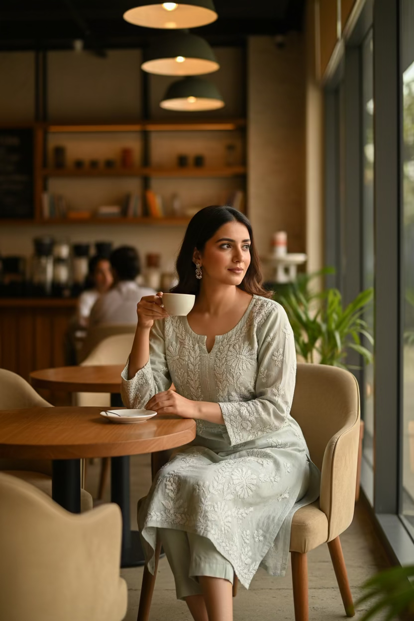 Crepe Chikankari Kurta set