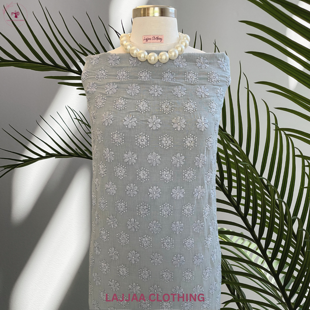 Dark Grey Mul Cotton Chikankari Suit Set