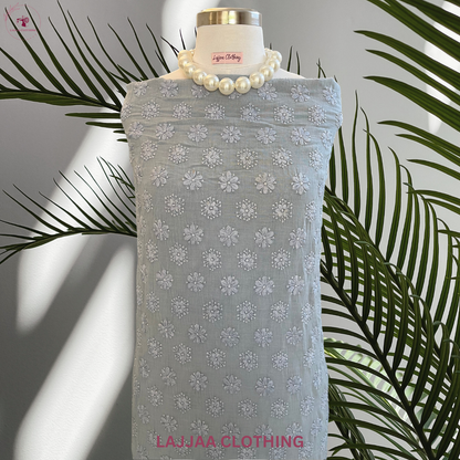 Dark Grey Mul Cotton Chikankari Suit Set