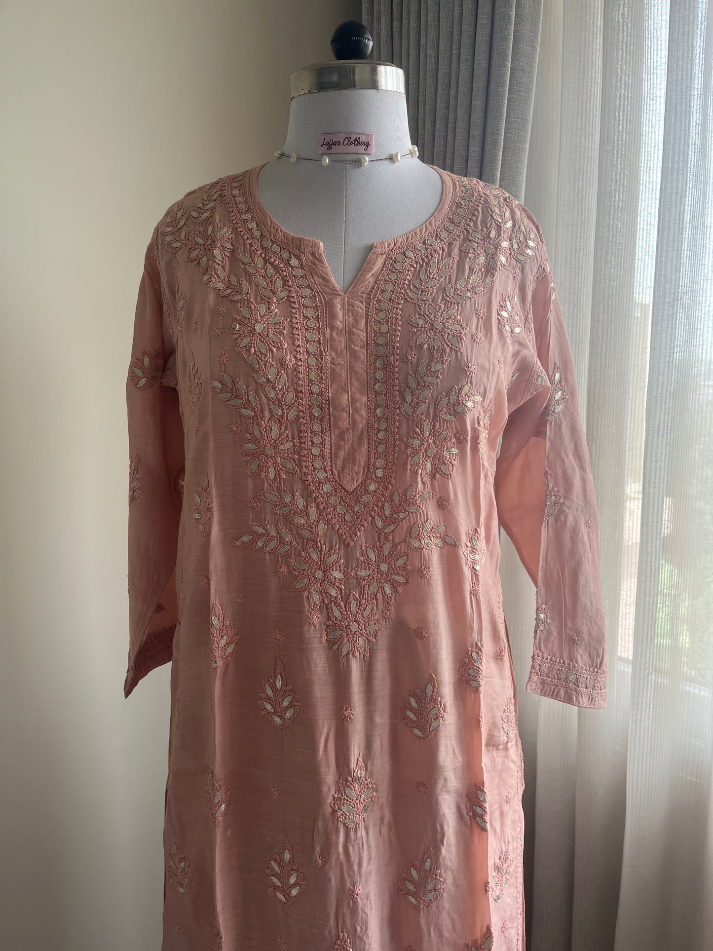 Lacto Pink Gottapatti Chikankari Kurta Pant Set