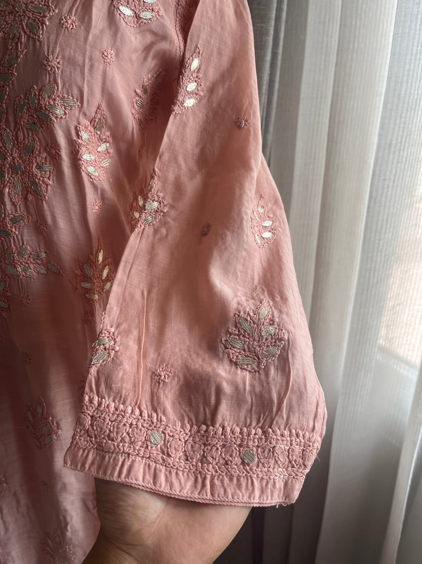 Lacto Pink Gottapatti Chikankari Kurta Pant Set