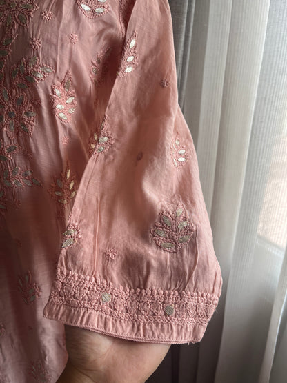 Lacto Pink Gottapatti Chikankari Kurta Pant Set