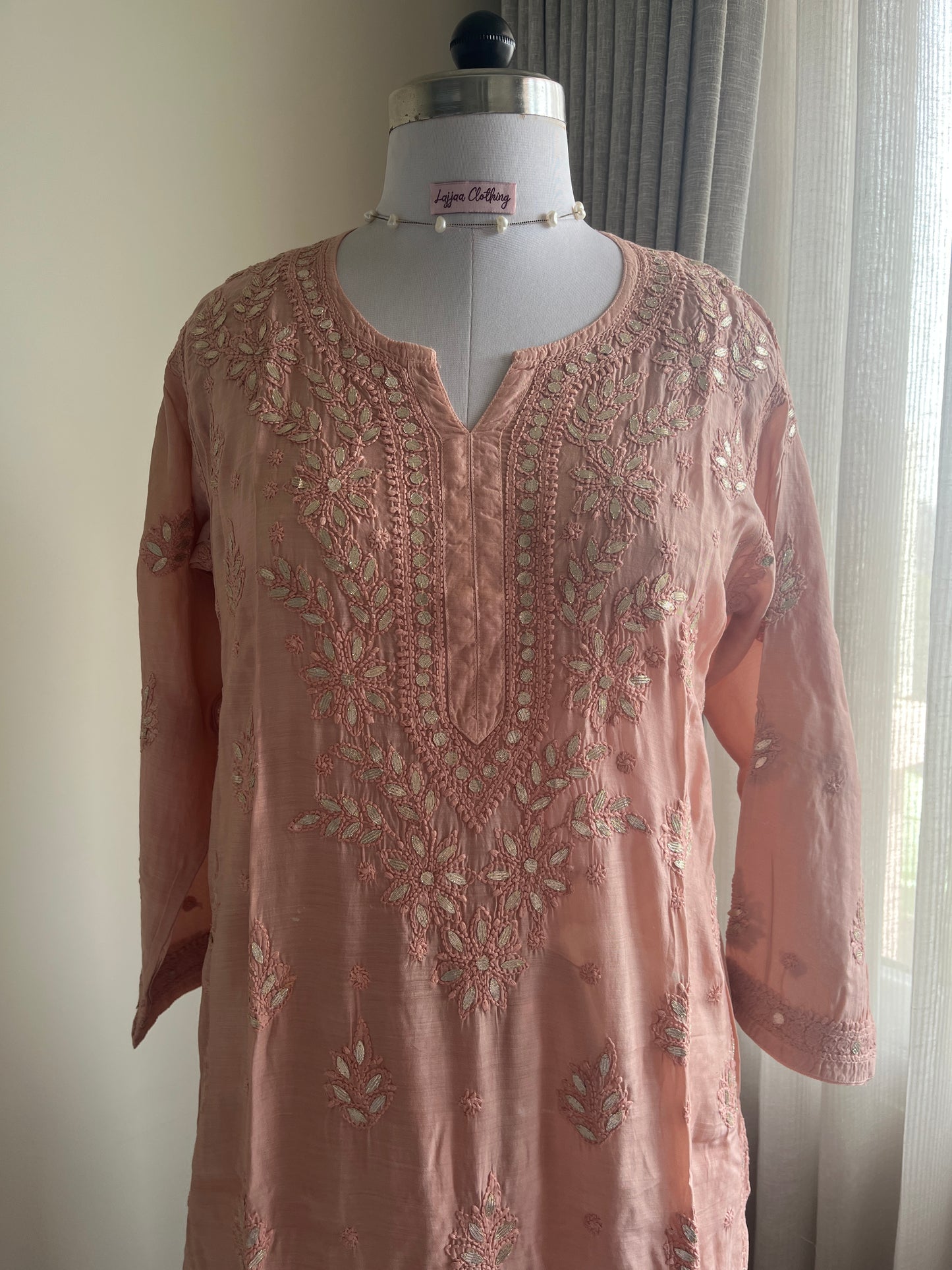 Lacto Pink Gottapatti Chikankari Kurta Pant Set