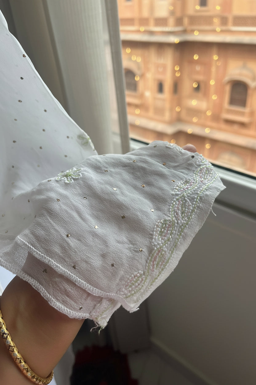 Semi-Stitched Georgette Chikankari Kurta
