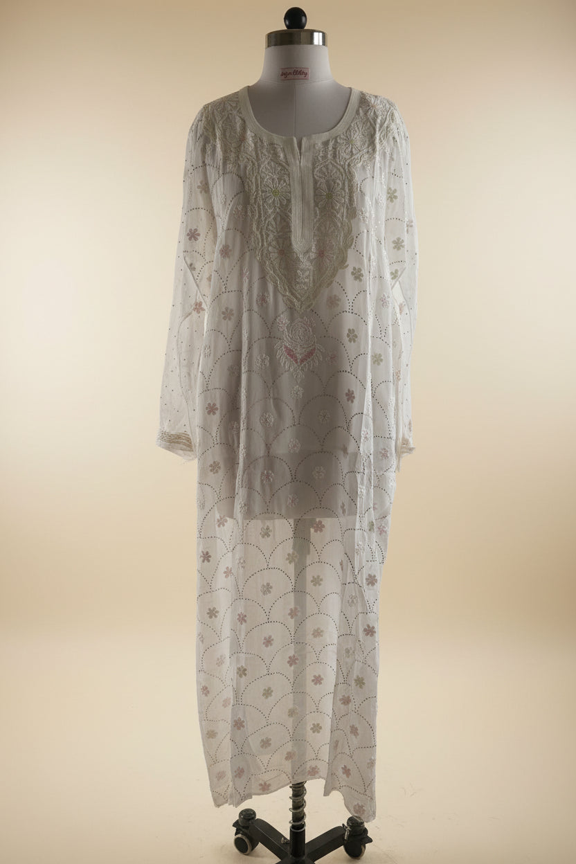 Semi-Stitched Georgette Chikankari Kurta
