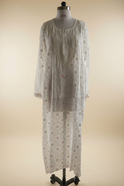 Semi-Stitched Georgette Chikankari Kurta