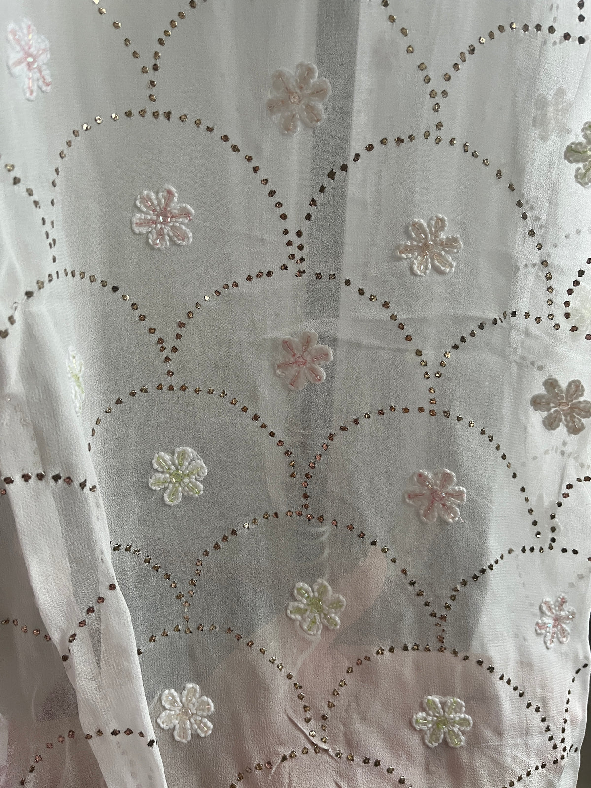 Semi-Stitched Georgette Chikankari Kurta