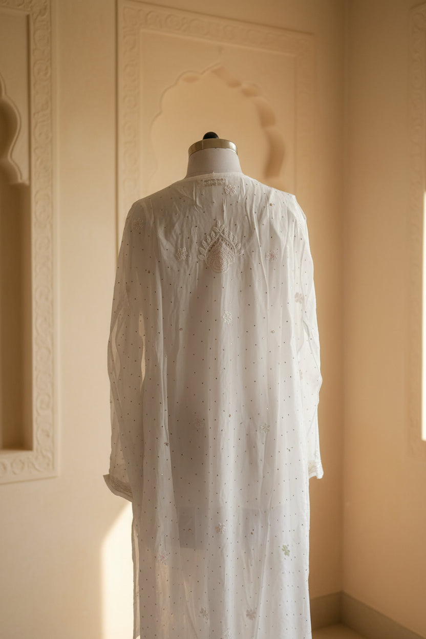 Semi-Stitched Georgette Chikankari Kurta