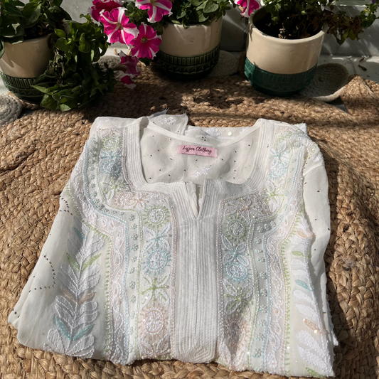 Semi-Stitched Georgette Chikankari Kurta