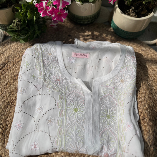 Semi-Stitched Georgette Chikankari Kurta