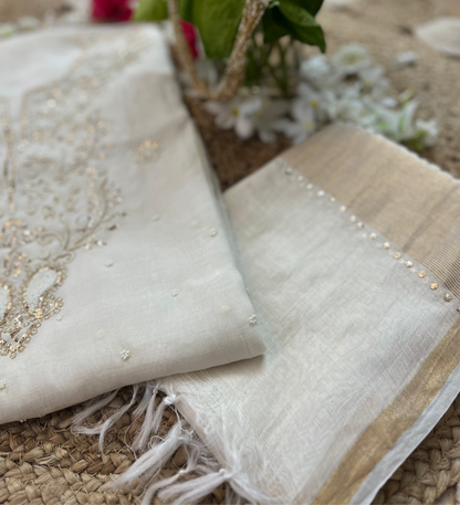 White Badla Chikankari Suit Set