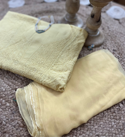 Yellow Chikankari Suit Set | Muslin Fabric