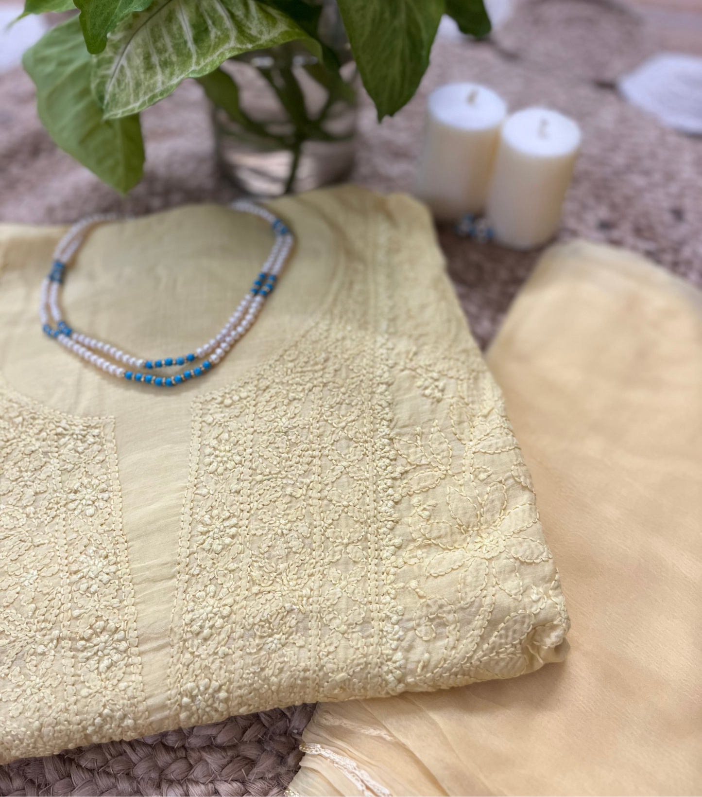 Yellow Chikankari Suit Set | Muslin Fabric