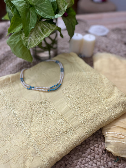 Yellow Chikankari Suit Set | Muslin Fabric