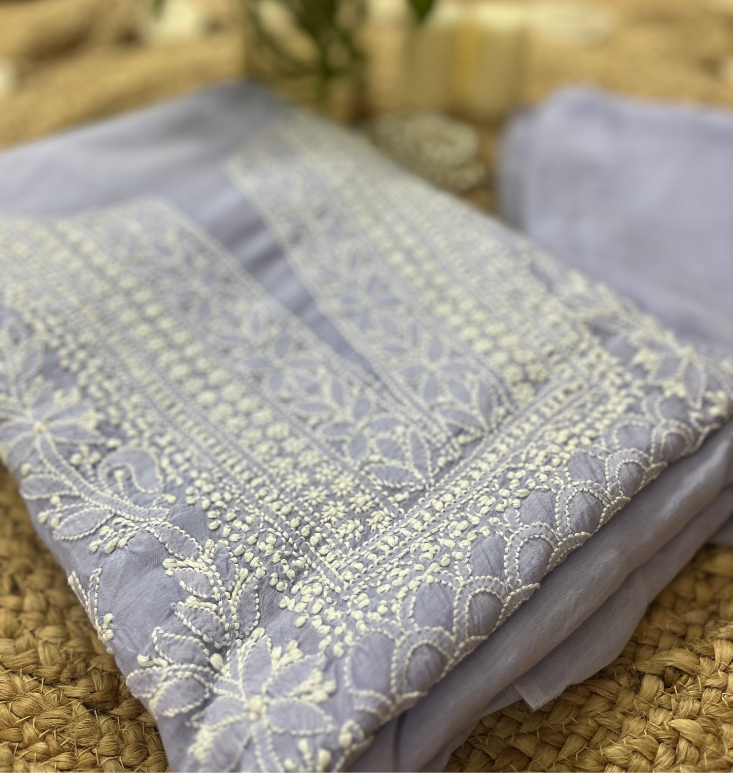 Lavender Chikankari Suit Set | Muslin Fabric