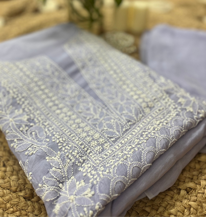 Lavender Chikankari Suit Set | Muslin Fabric
