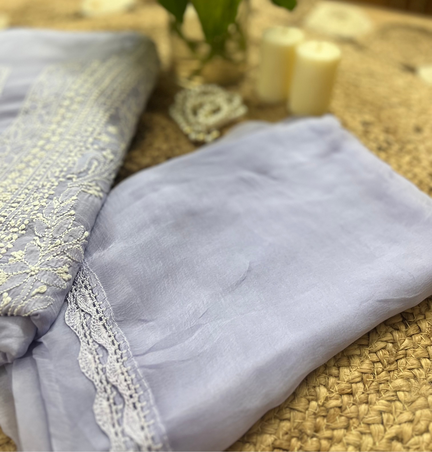 Lavender Chikankari Suit Set | Muslin Fabric