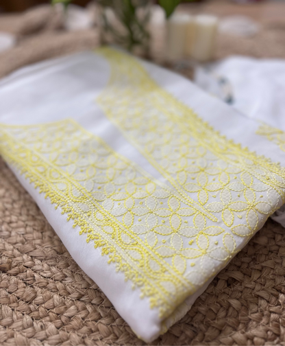 White Chikankari Suit Set | Muslin Fabric