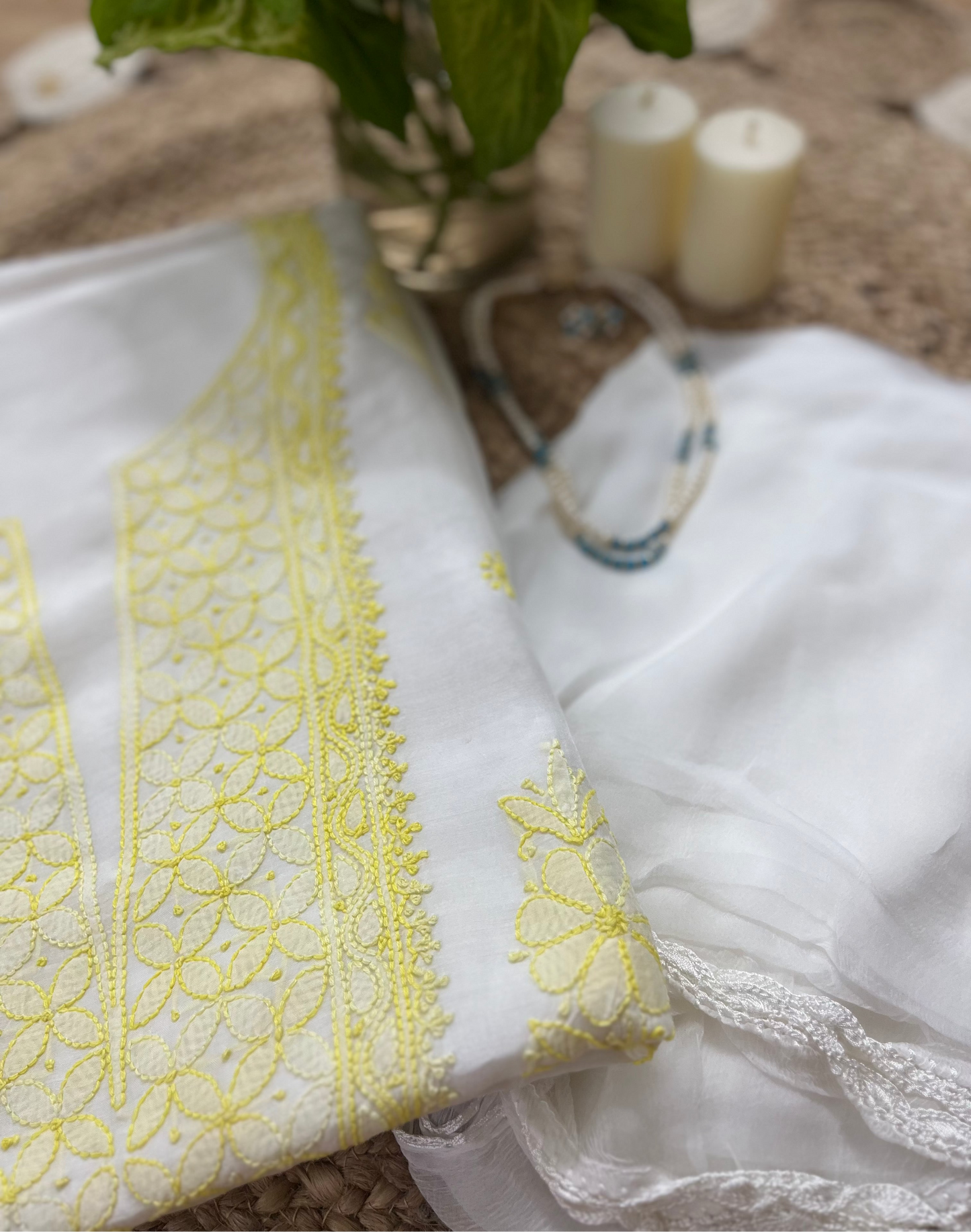 White Chikankari Suit Set | Muslin Fabric