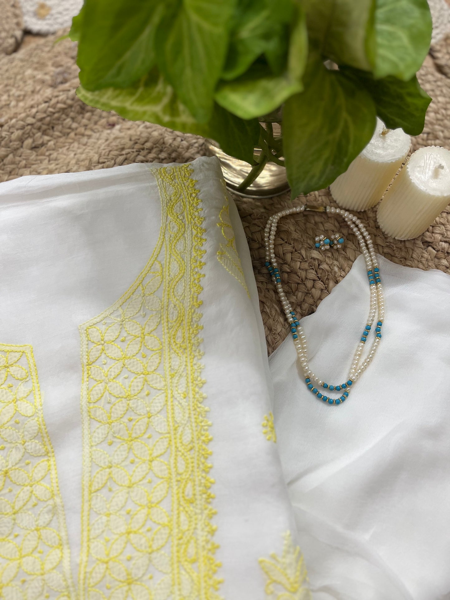 White Chikankari Suit Set | Muslin Fabric