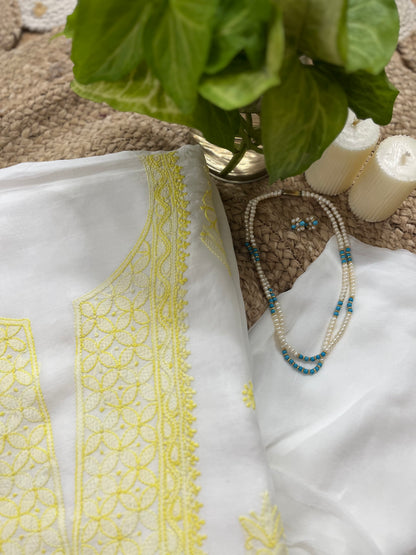 White Chikankari Suit Set | Muslin Fabric