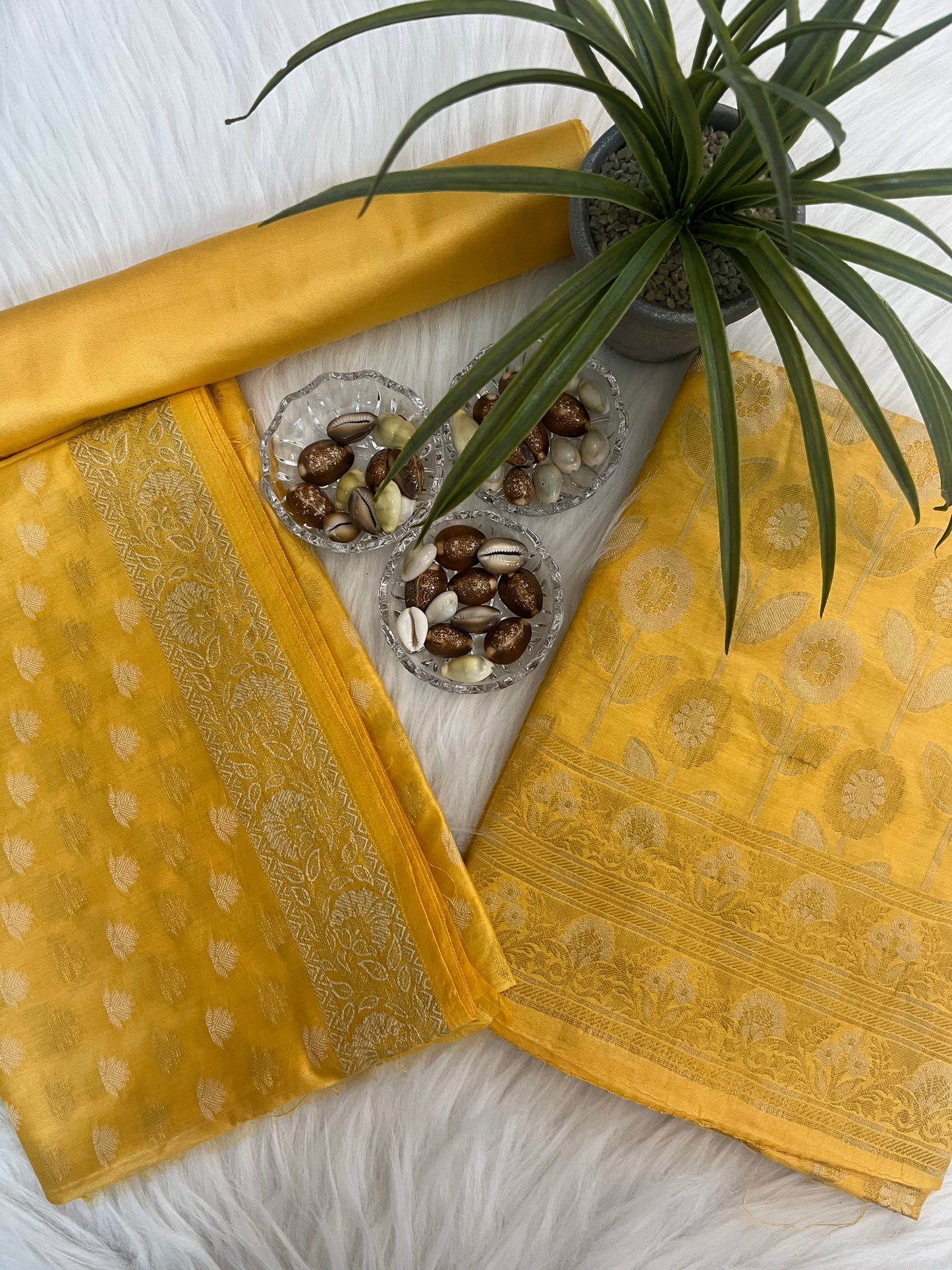 Yellow Banarasi Chiniya Silk Suit Set